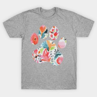 Bright Floral Paw Print T-Shirt